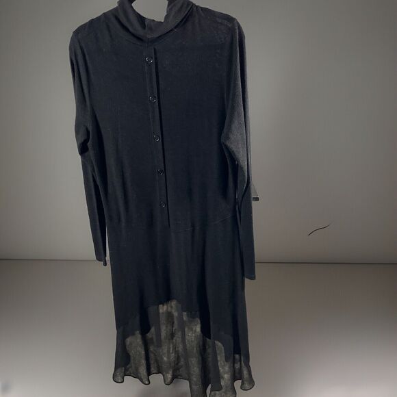 Soft Surroundings Women's black turtleneck sweater dress large buttonback Pocket - Picture 2 of 9